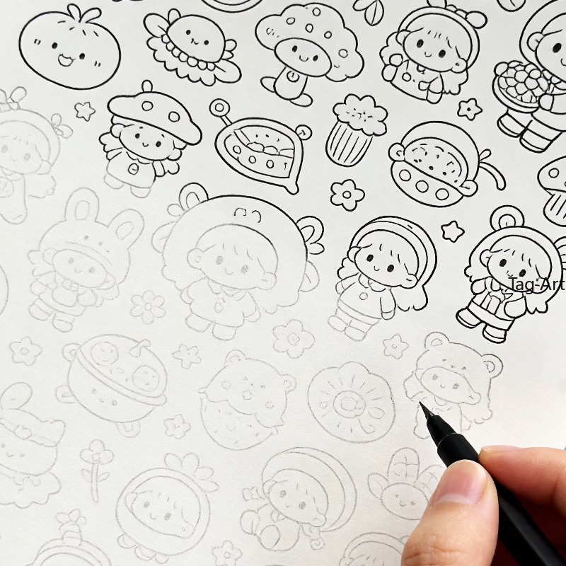 Food Snacks Coloring Book - Endişe Giderici El Çizimleri Kitabı, Çizim
