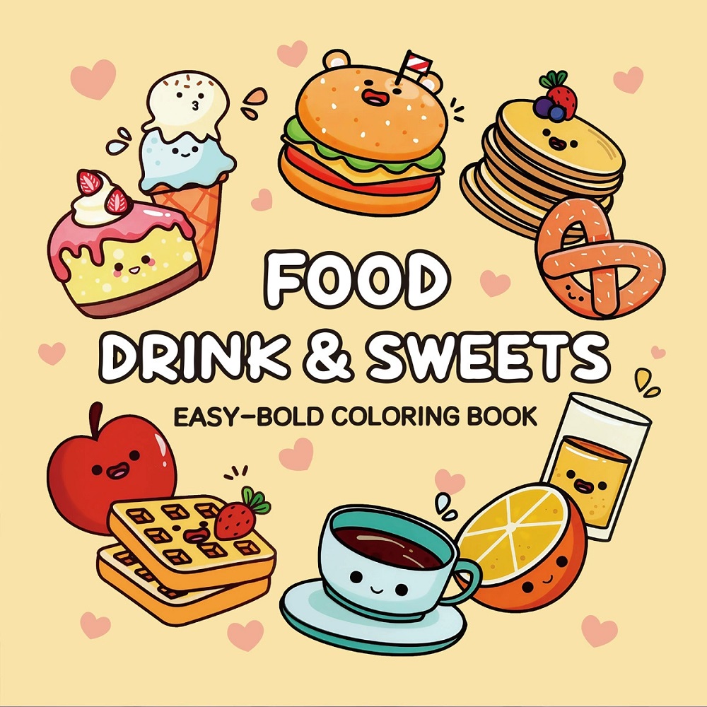 Food Snacks Coloring Book - Yiyecek, İçecek ve Tatlılar Yetişkinler için