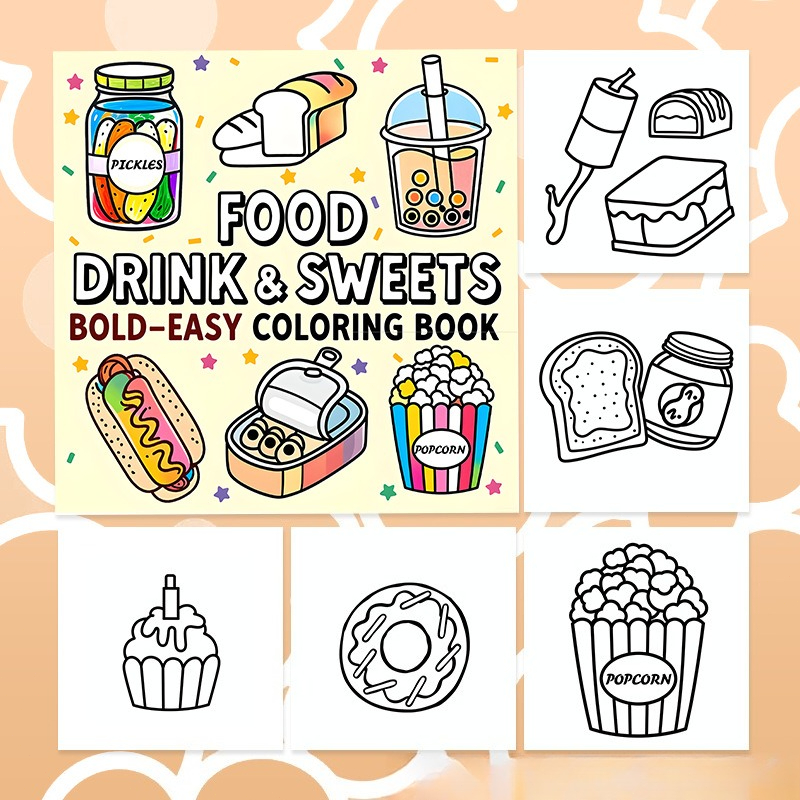 Yiyecekler, İçecekler ve Tatlı - Food Snacks Coloring Book incelemesi ve fiyatı