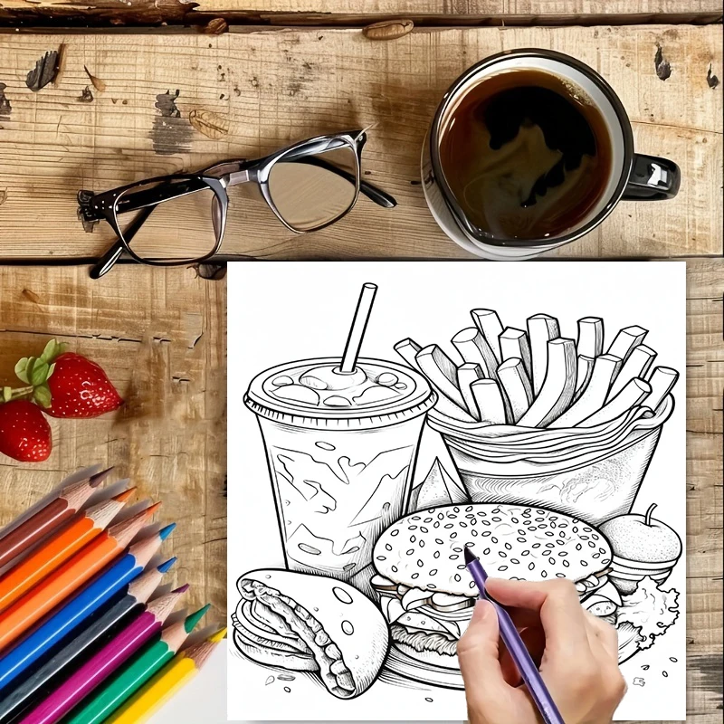 Yetişkinler için Hızlı Yemek B - Food Snacks Coloring Book incelemesi ve fiyatı